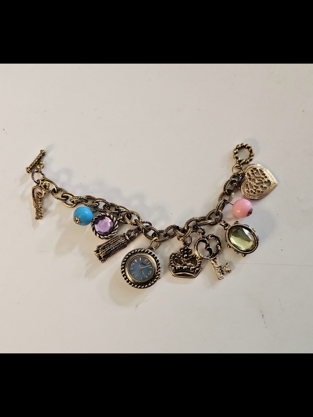 Authentic Y2K Candie's Chunky Gold Charm Bracelet Vintage 2000s Jewelry